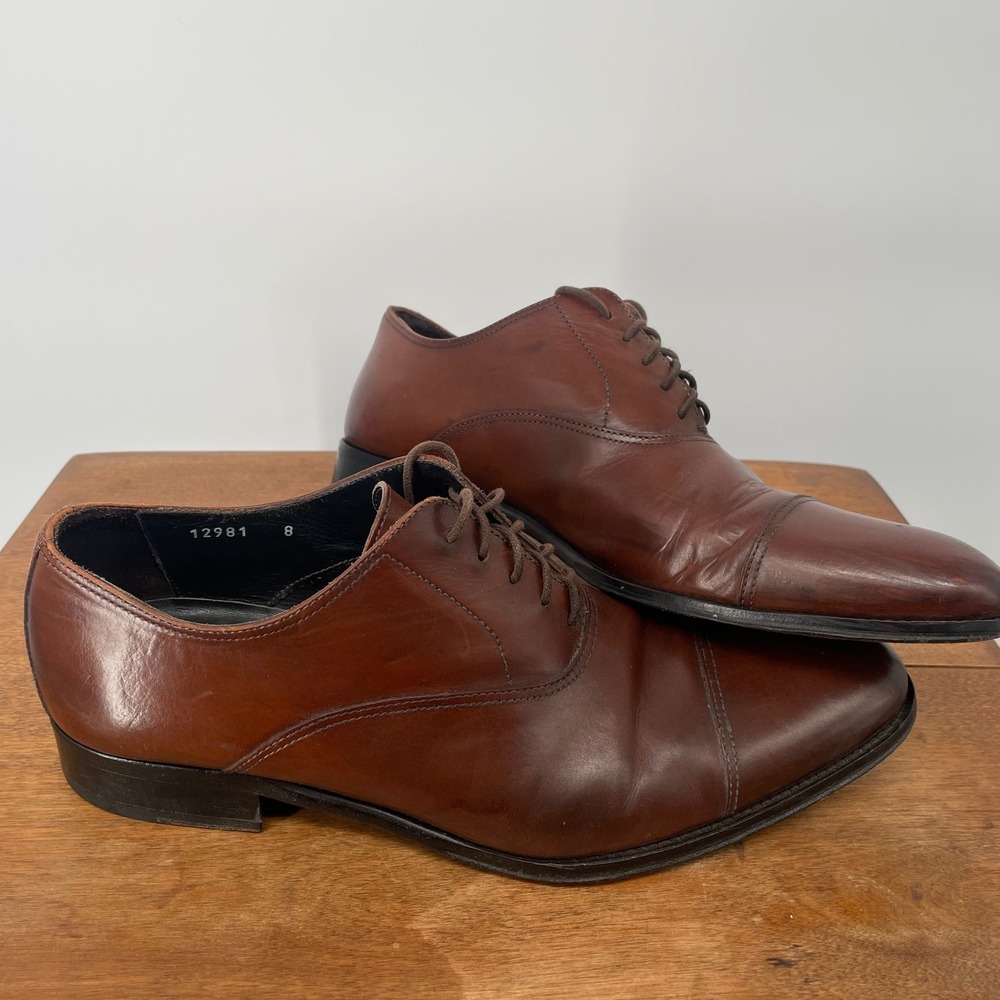 To Boot New York Brown Leather Brandon Cap Toe Oxford 12981 Made in Italy‎ Men 8